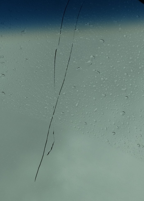 The crack in the windshield