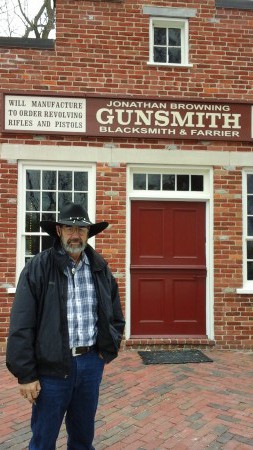 In front of John Browning's gunsmith shop