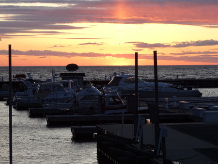 Watching the sun set over the marina