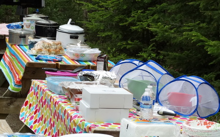 Tables loaded with food