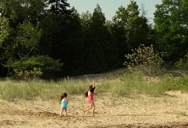 These two little girls from California were playing on the beach under the loving eyes of their grandparents from Wisconsin.