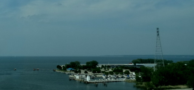 The marina in Green Bay, as seen from the bridge.