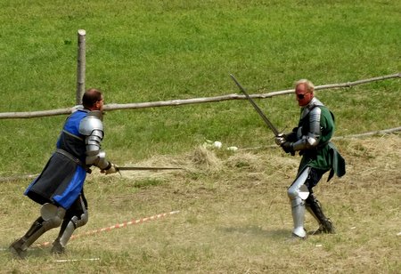 The two knights got into hand-to-hand combat.
