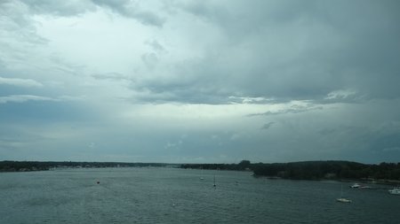 Crossing the bridge in Sturgeon Bay before church, the sky was already looking quite overcast.