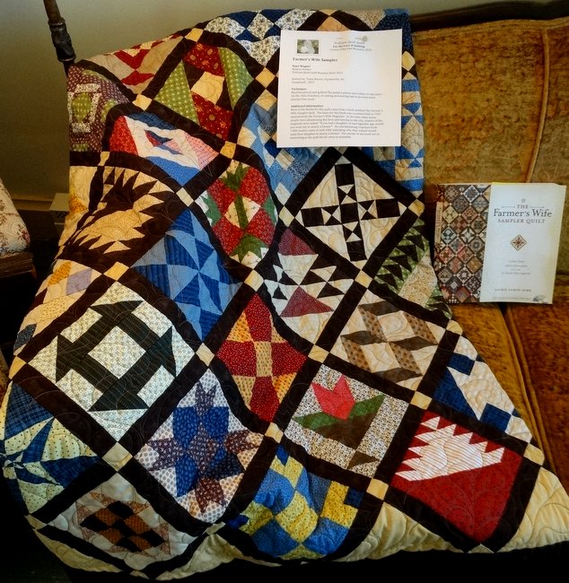 This is a sampler quilt, meaning it has a different traditional design in each block.