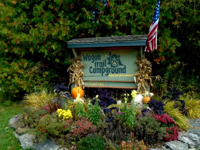 Coming into the entrance of our campground, decorated for the fall.