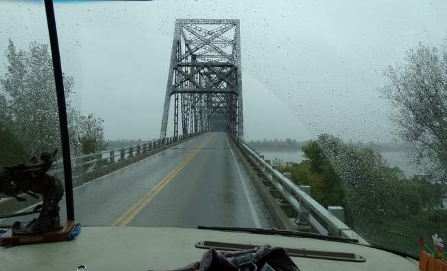 This bridge crossed over the Ohio river on the other side of that strip of land.