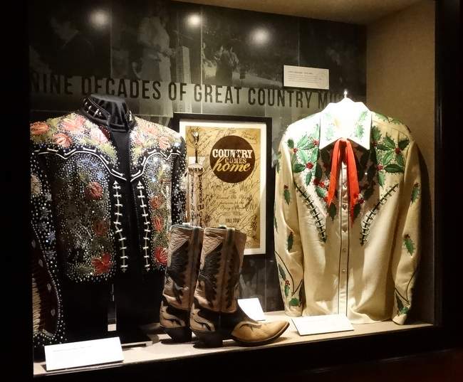 Some of the costumes of musicians who sang at the Opry.