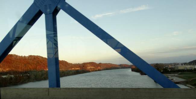 On the other side of this river we entered Ohio.  It was nearly sundown as we crossed the border.