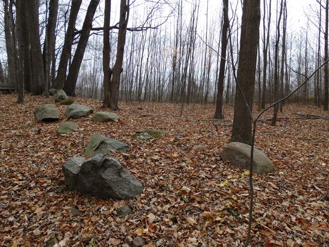 We saw a sign that said these stones that are lined up were part of the original rock fence the Smith's built to pen in their animals and keep wild animals out.