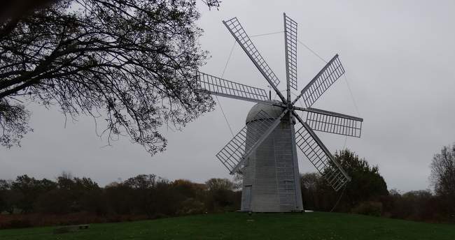 The windmill next door.  This windmill is unique because it has eight arms on it instead of the usual four.