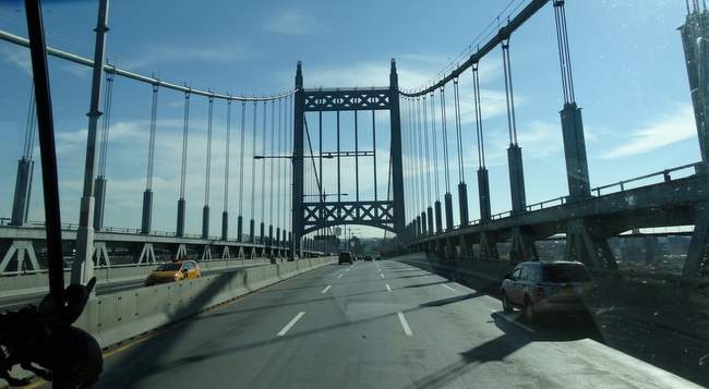We crossed a toll bridge and found out at that toll station that they don't take credit cards. We had no cash, so they gave us a bill we can pay online.