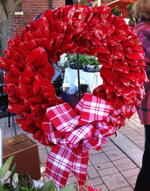Only in Florida!  This wreath seemed to be made of shellacked poinsettia petals.