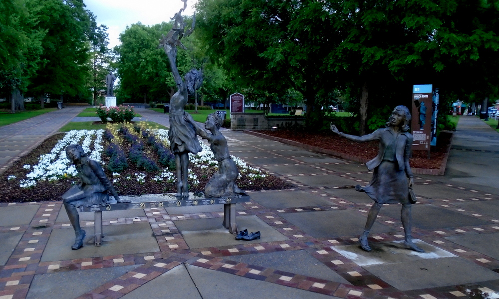 The park across the street from the church was dedicated to the Civil Rights movement.    This statue is of the four girls who were killed.