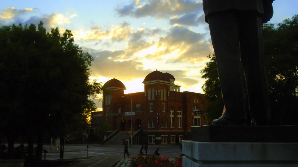 Mark caught this sunset over the 16th Street Baptist Church from the feet of a statue of Martin Luther King Jr.