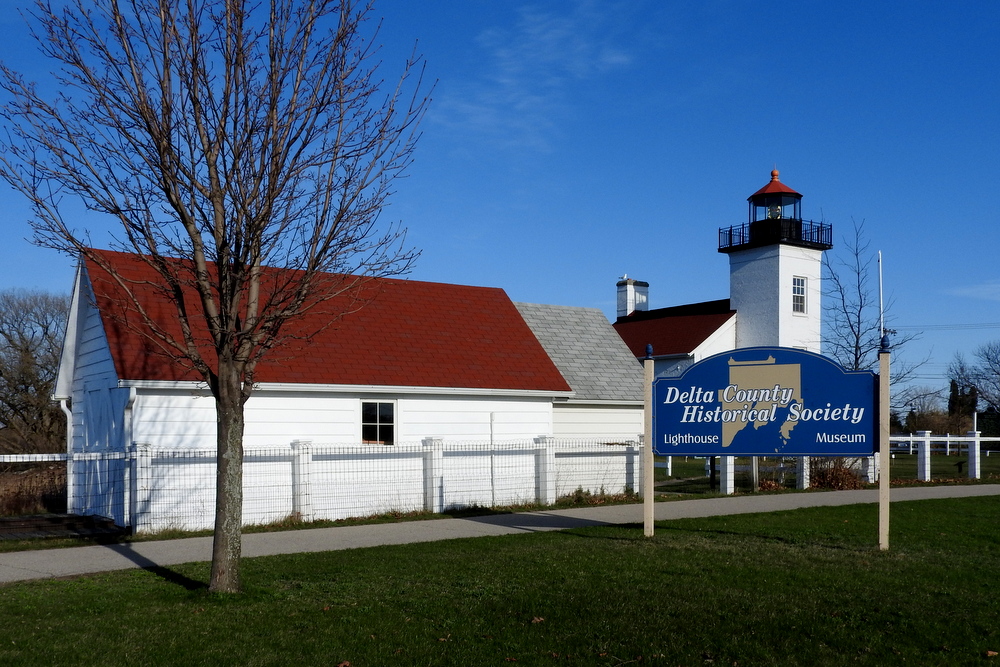 The lighthouse is now part of a museum for the Delta County Historical Society.