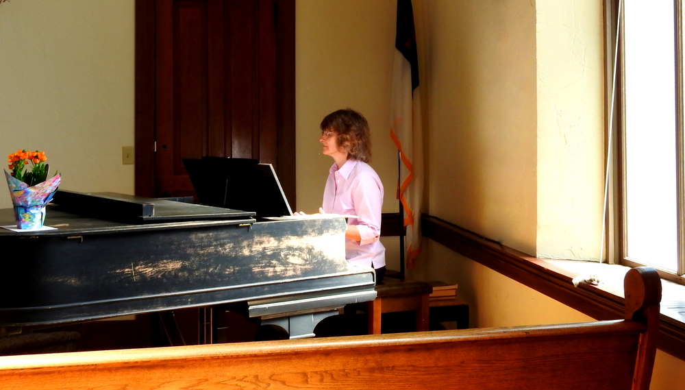 This piano is an antique that needs a lot of restoration, but the piano is like the Stradivarius of pianos.  The church has been trying to raise money to get it repaired. 