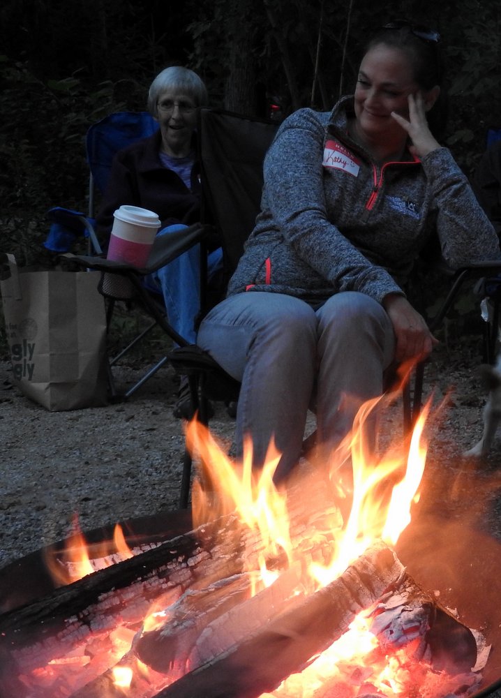 As it started to get dark and cooler yet, we all started pulling our chairs closer to the fire.