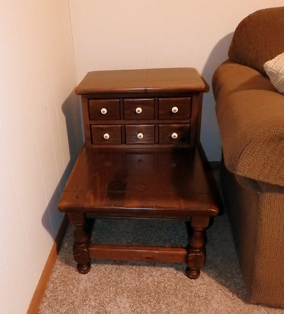 And today I got a little end table for the guest room/sewing room.